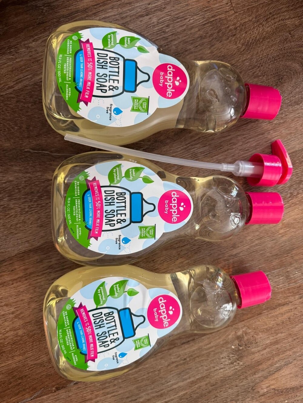 dapple baby Bottle & Dish Soap - Clear Liquid with Pink Cap (3 Pack)